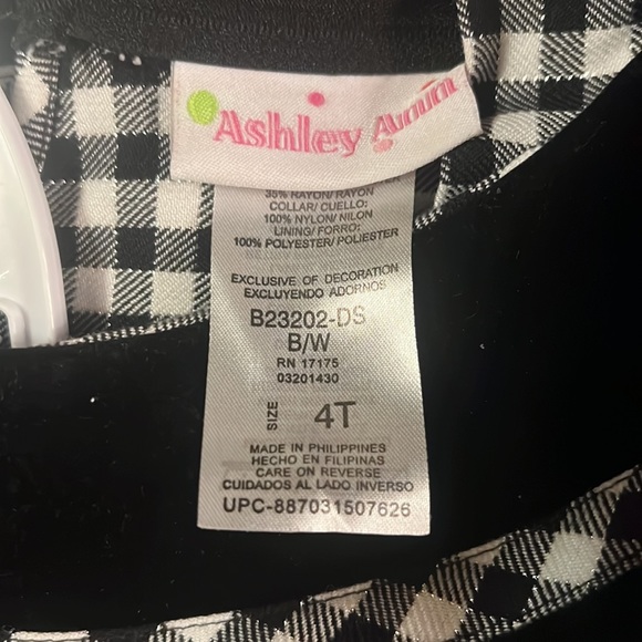 Girls Sz 4 holiday Christmas dress black white check - Picture 5 of 5